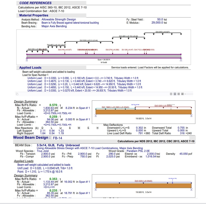 Representative structural engineering calculation pages
