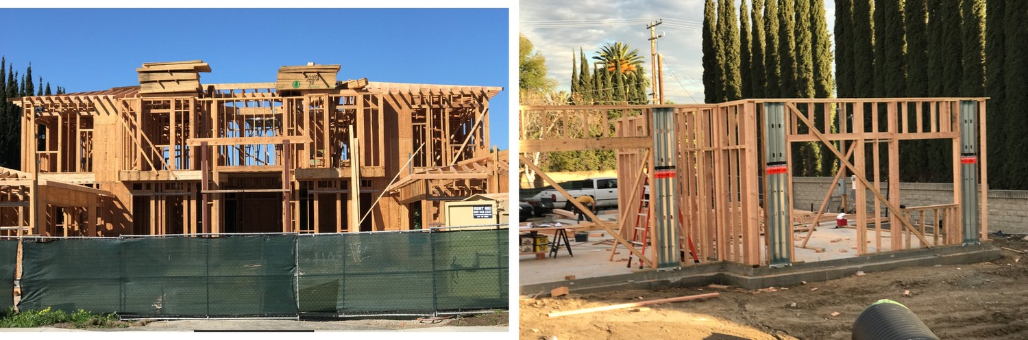Front structural framing with Simpson Strong-Wall assemblies
